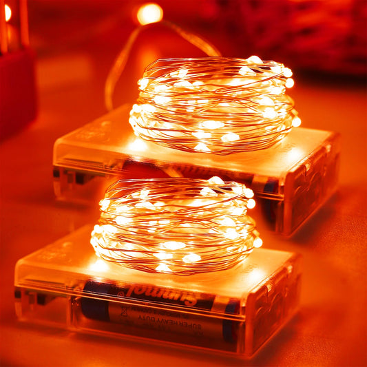 YAOZHOU Thanksgiving Fall Decorations Orange Fairy Lights Battery Operated