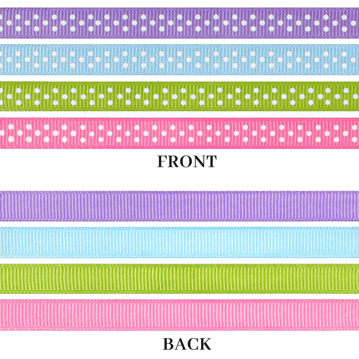4 Rolls 3/8-Inch Easter Grosgrain Polka Dot Ribbon,Total 40 Yards,(Hot Pink/Blue Mist/Hyacinth/Apple Green),Spring Ribbon Use for Gift Wrapping