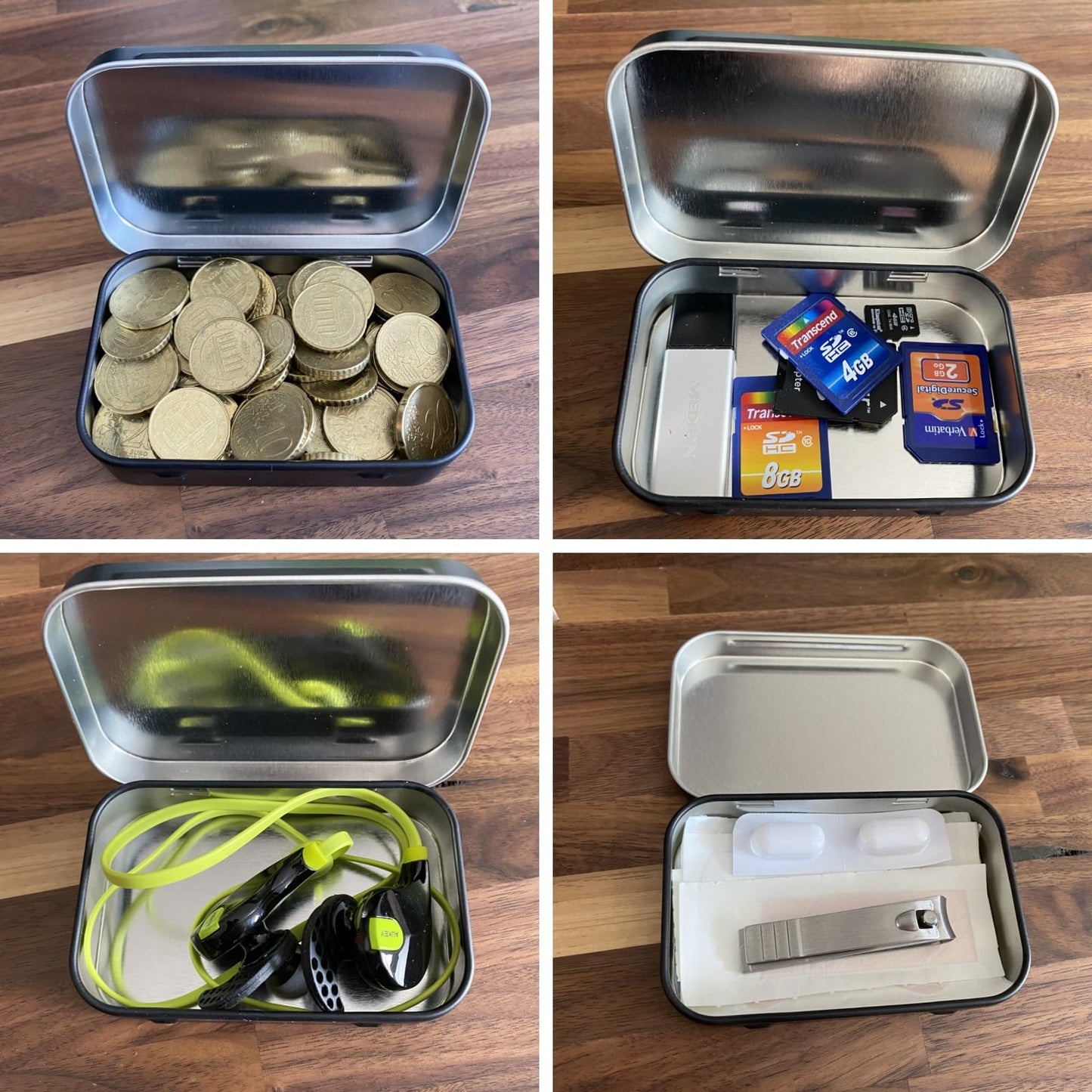 Goodma 20 Pieces Rectangular Metal Empty Hinged Tins Containers Basic Necessities Home Storage Organizer Mini Box Set, 3.75 x 2.45 x 0.8 inch (Black)