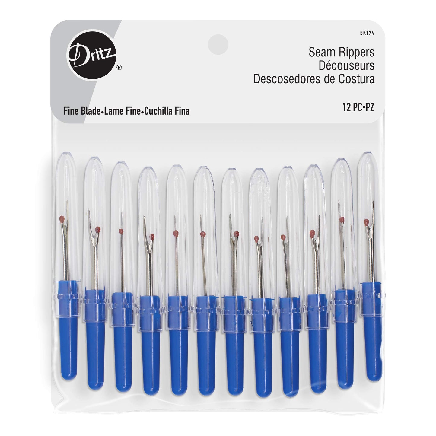 Dritz Seam Ripper Small Blade Sewing Accessories, 12 Pack, None,Blue