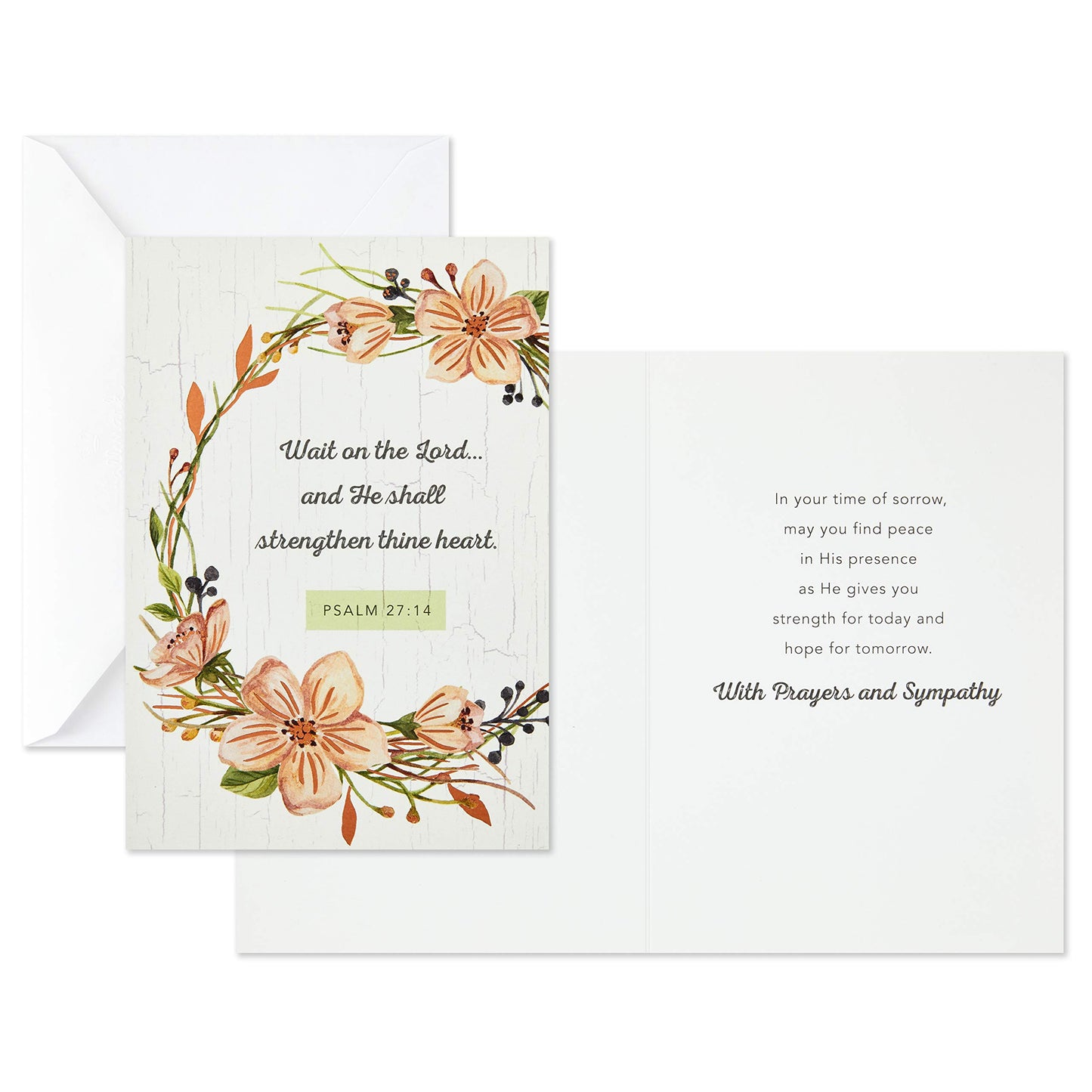 Assorted Religious Sympathy Cards, Floral Wreaths (12 Cards with Envelopes)