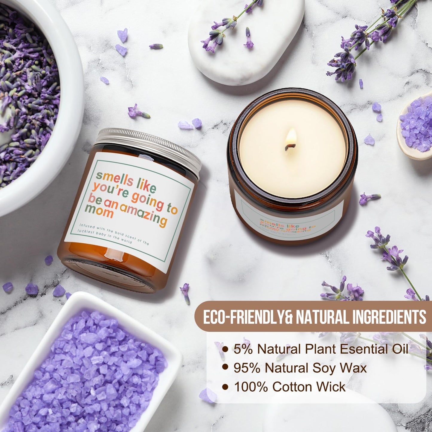 Mothers Day Gifts for Mom,New Mom Gifts,Gift for New Moms,Mothers Gift After Birth-7 OZ Lavender Soy Wax Candle