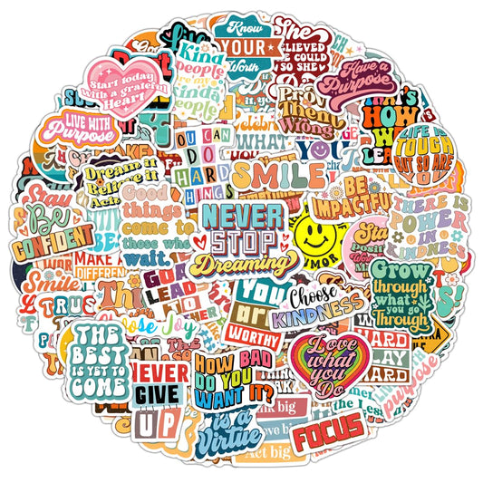 100 Pack Motivational Stickers, Positive Inspirational Decals, Teacher Rewards for Phone Cases Laptops, Gifts for Summer Camp Vacations, Water Bottle Stickers for Women Teens Kids and Adults (Inspire)