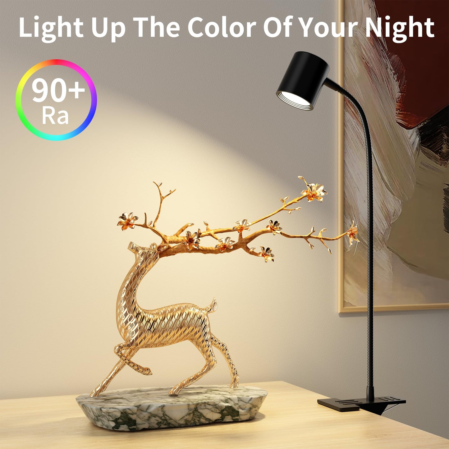 Arts Desk Lamp,USB Clip On Light,3 Color Modes,10 Brightness Levels,360° Gooseneck LED Reading Light,Eye-Care for Home Office,Headboards, Black
