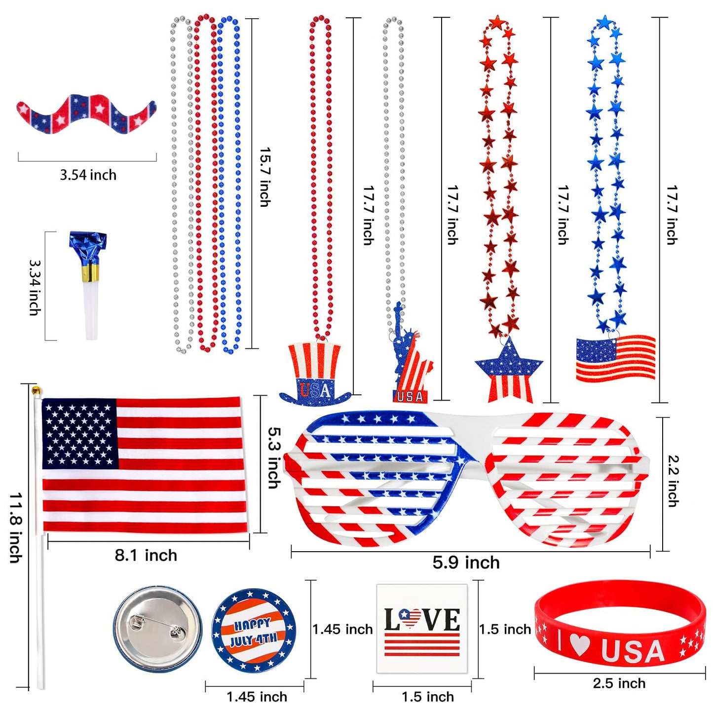 Garma 4th of July Accessories Party Supplies 156Pcs Patriotic Party Favors Decorations Set for Independence Day Memorial Day Patriotic Parade Classroom Rewards for Kids