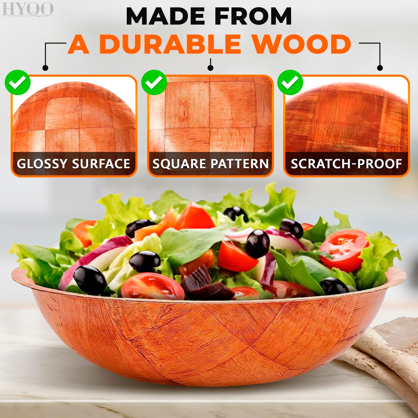 6 Pack Wooden Salad Bowls – 7.9"x2" Serving Bowls for Pasta, Fruit & Snacks, Lightweight Wood with Smooth Finish, Easy to Clean & Stack – Great for Home, Parties & Lovely Valentines Gifts for Hosts