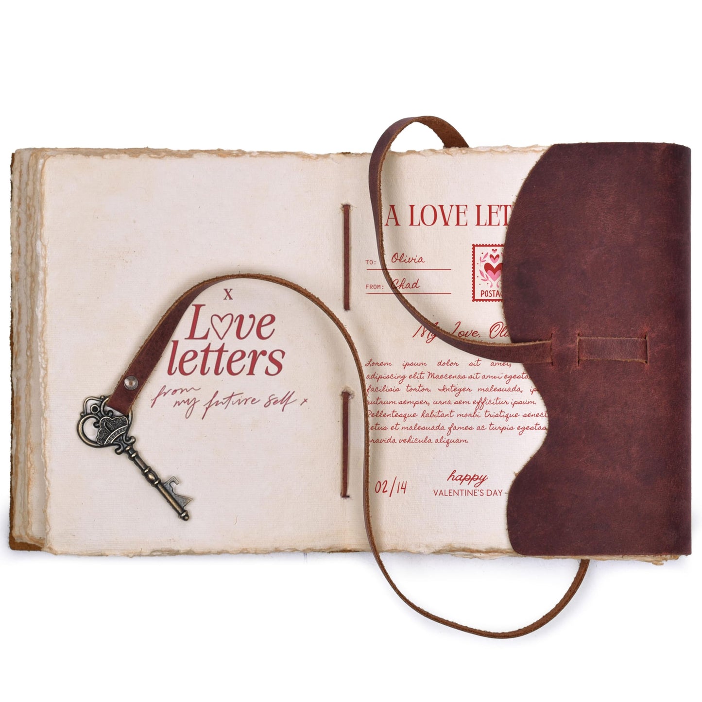 LEATHER VILLAGE Vintage Leather Journal – 200 Handmade Vintage Deckle Edge Paper – Leather bound Journal For Women Men – Vintage Key Closure - Book of Shadows - Red Brown - 6X4 inches (A6)