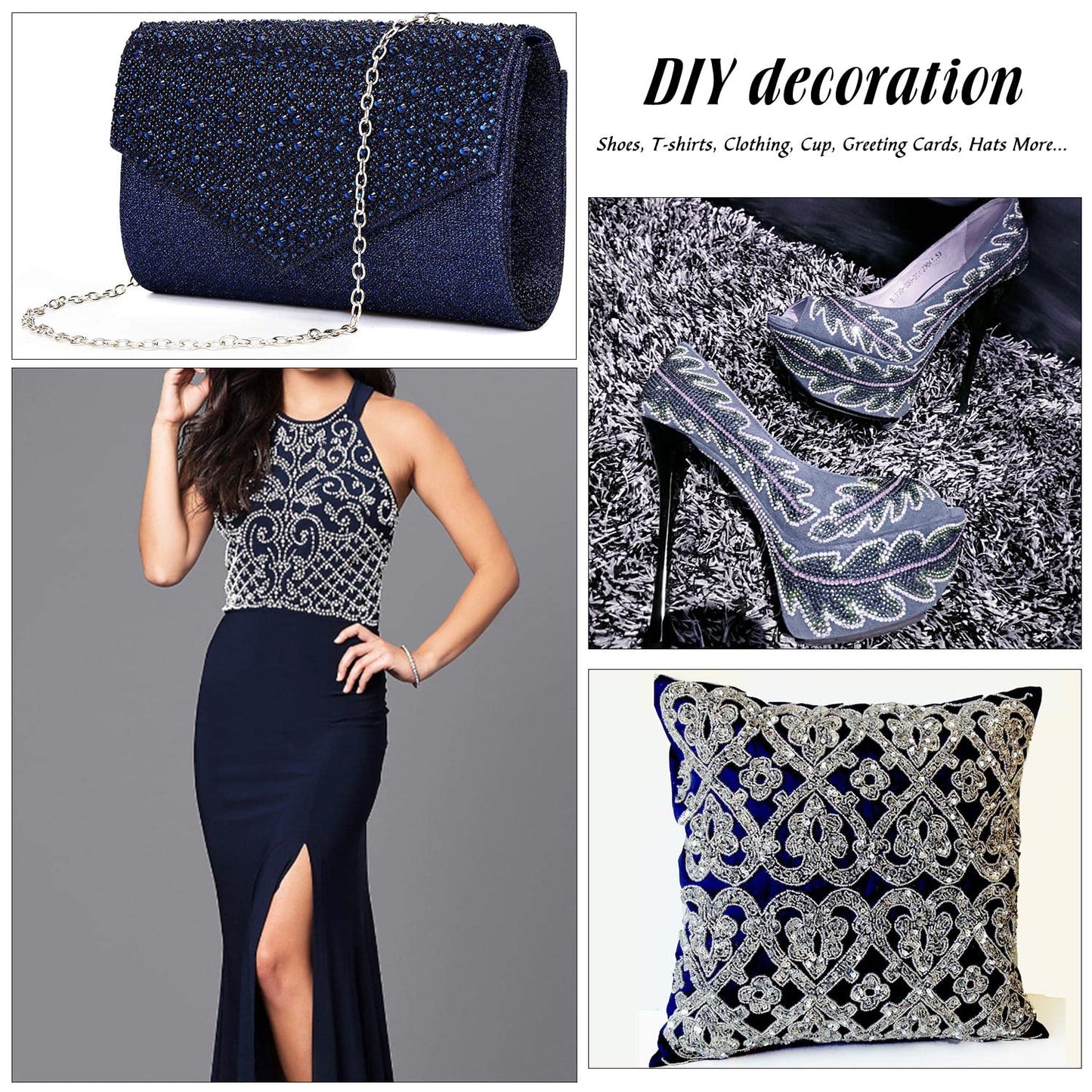 MEIBITE 6796PCS Montana Hotfix Rhinestones Crystal Stones Glass for Fabric Clothes Shirts Sparkly Flat Back Round with Tweezers and Picking Pen (SS6~SS30 Set)