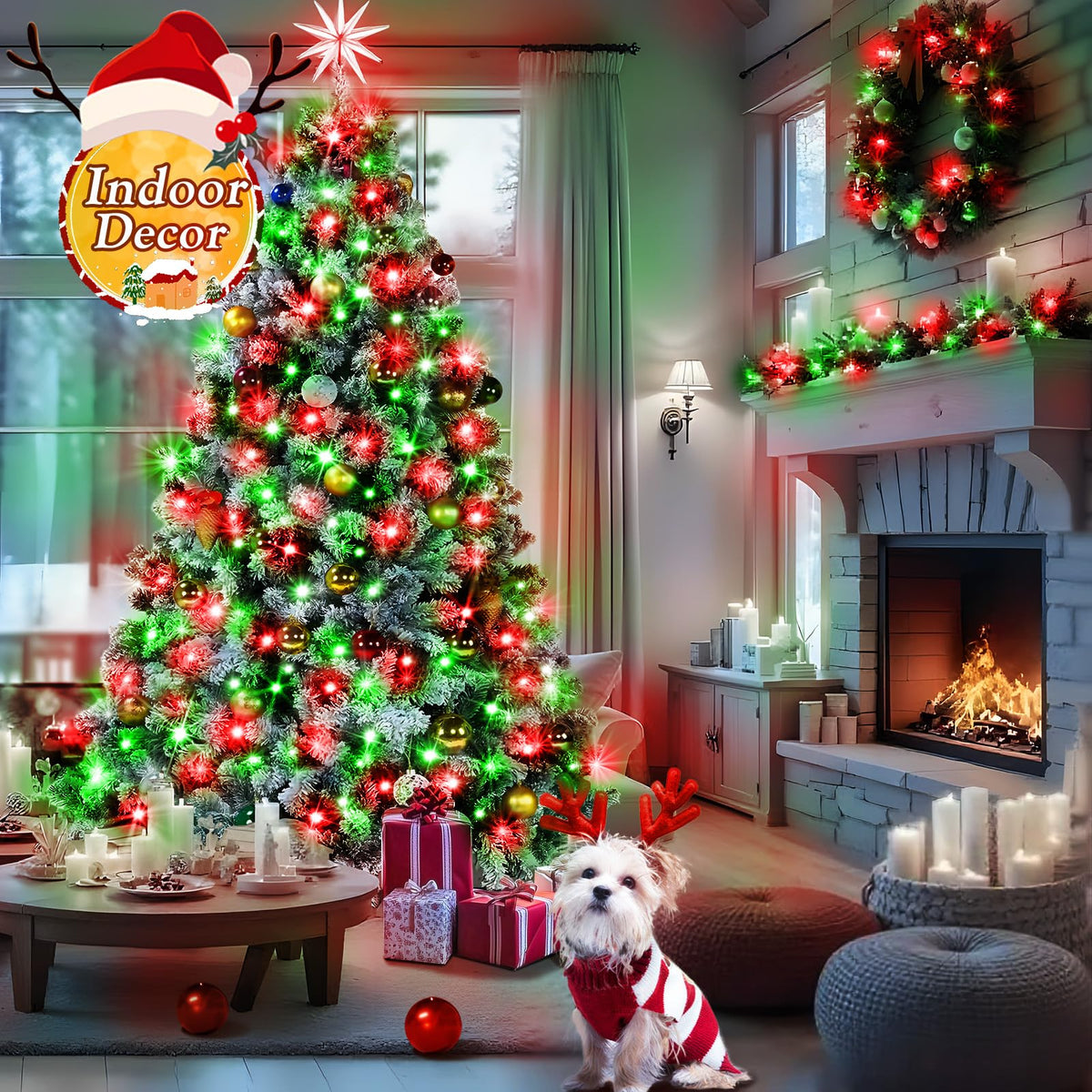 Outdoor Christmas Lights 500 LED 197ft String Lights 8 Modes & Memory Fairy Light Plug in Waterproof LED String Lights for Xmas Yard Tree Wedding Decoration (Red and Green)