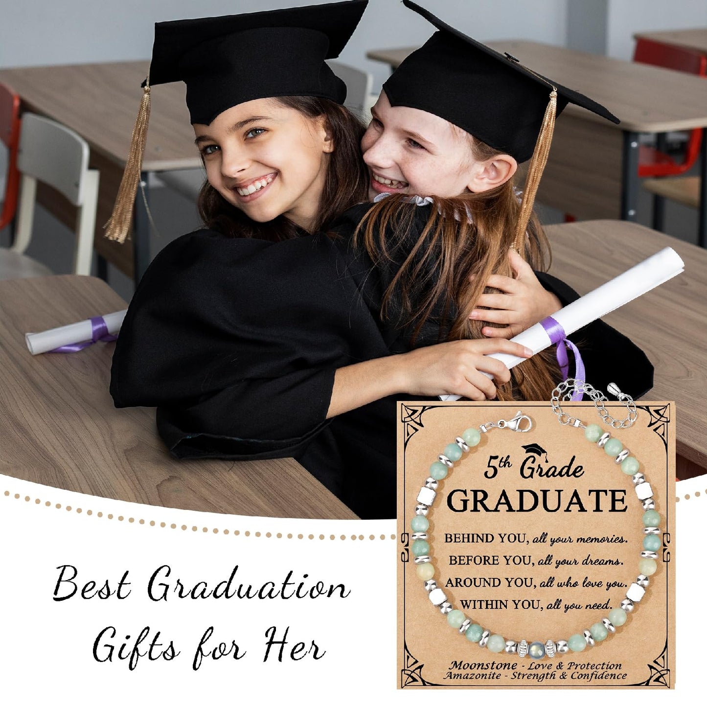 JoycuFF 5th Grade Graduation Gifts, Class of 2026 Elementary School Graduation Bracelet Gifts for Daughter Her Granddaughter Sister Niece