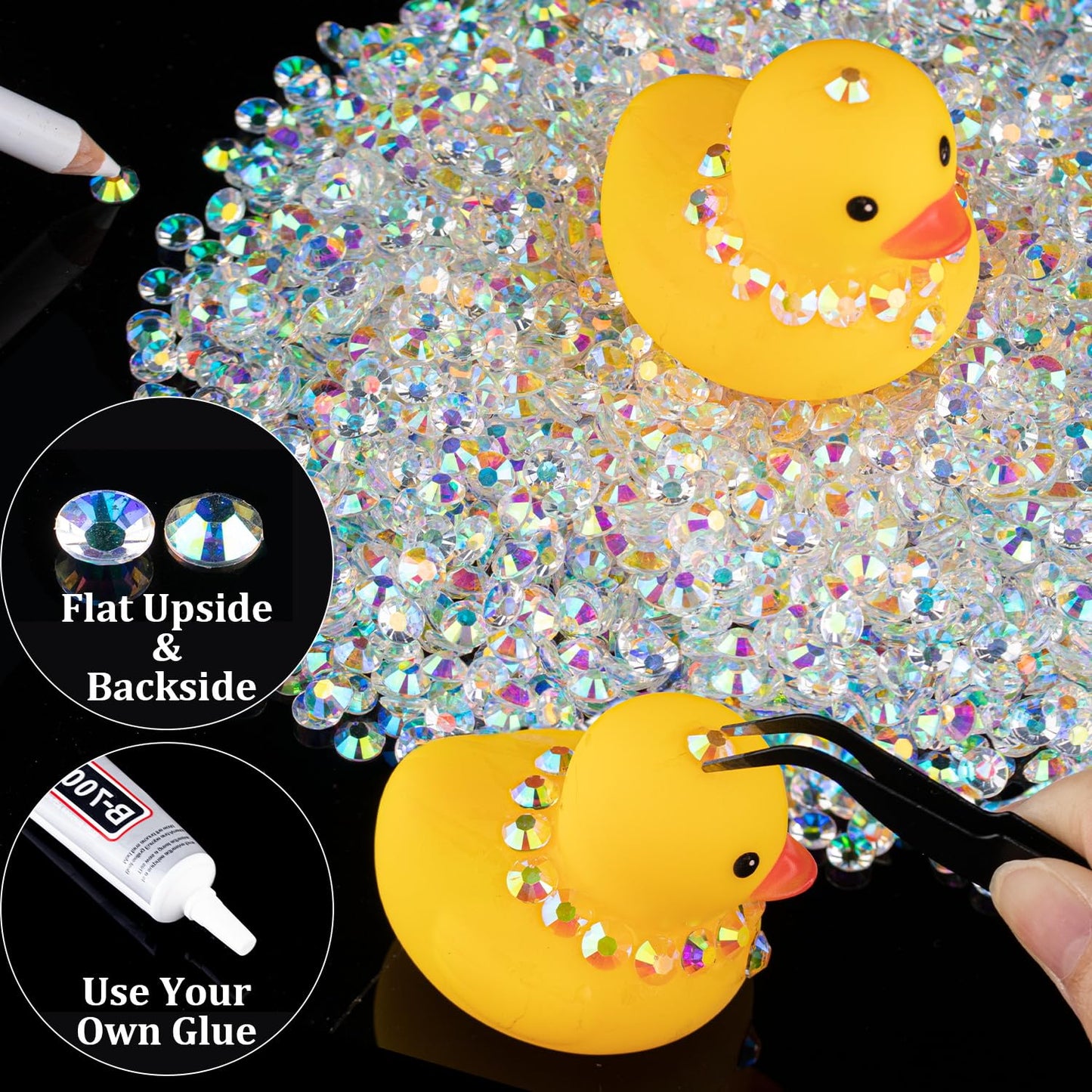 5000pcs 3mm Resin Rhinestones Bulk, Transparent AB Flatback Round Jelly Rhinestones Bedazzling Non Hotfix Crystal Gems Large Quantity Wholesale for DIY Crafts Clothes Tumblers Face Makeup Manicure