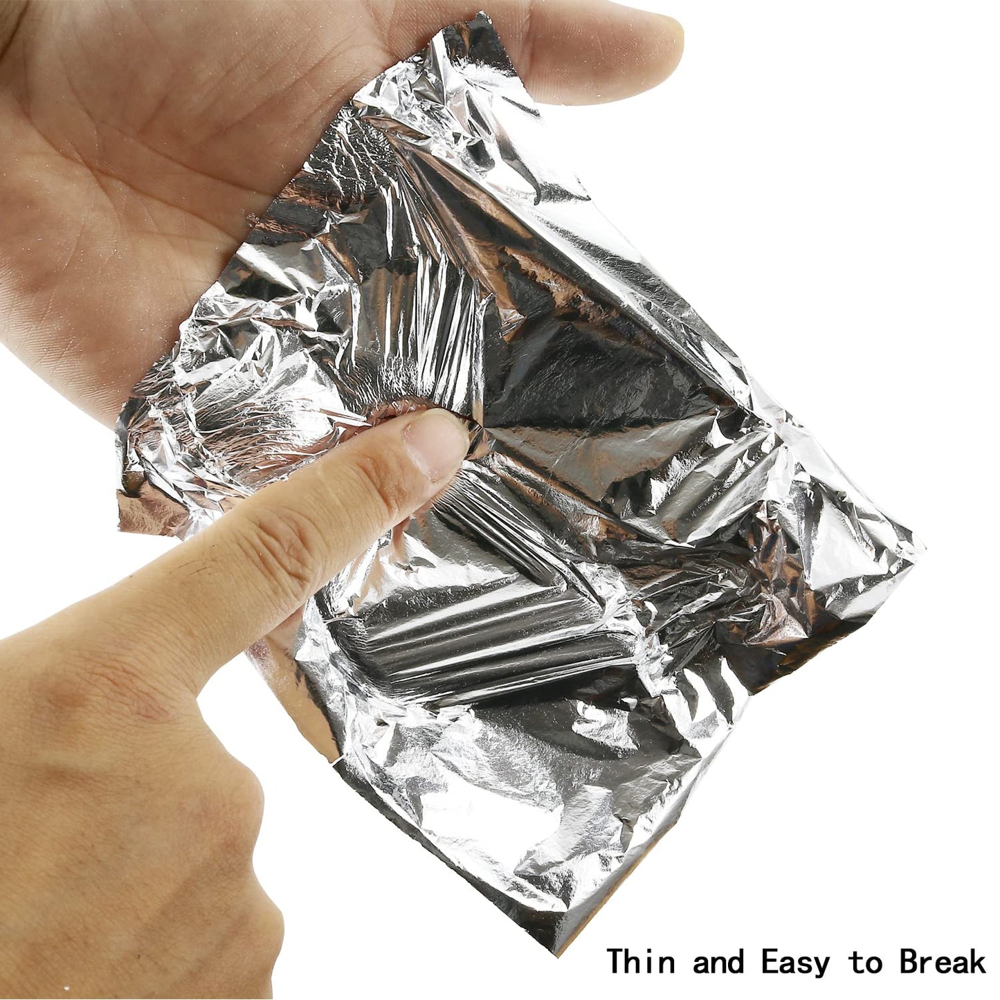 Imitation Leaf for Gilding Crafting, Silver Imitation Sheets for Furniture Decoration, Arts Project Resin Jewelry Making, Nail Art, Silver Foil Flakes Metallic Leaf 5.5 by 5.5 Inches (100pcs)