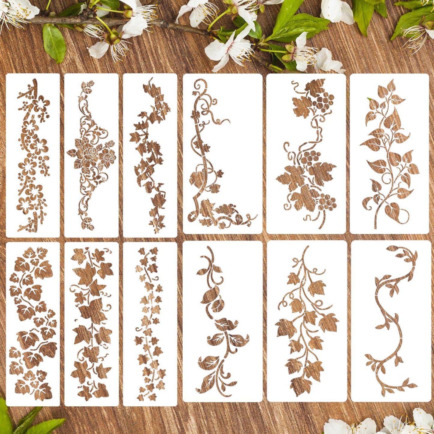 Leaf Stencils Vine Stencil Leaves Floral Stencils Reusable DIY Crafts Drawing Templates for Painting on Wood Wall Canvas Furniture
