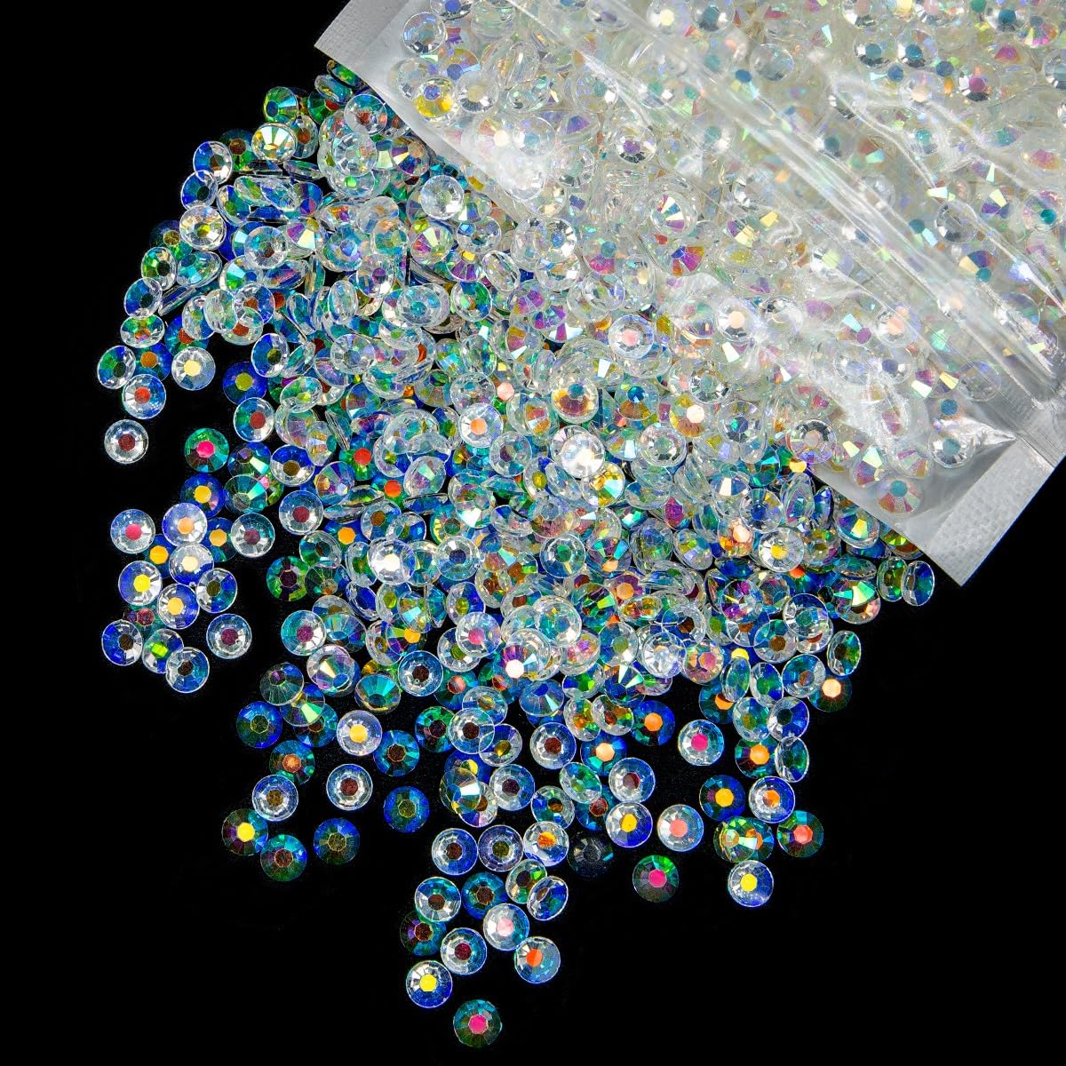 qiipii 3000PCS 4mm Transparent White Ab Resin Rhinestones for Crafting Flatback Jelly Stones Bulk SS16 Clear AB Diamonds Gems Charms for Nails Face Eyes Makeup Tumblers Bottles DIY Crafts Clothes