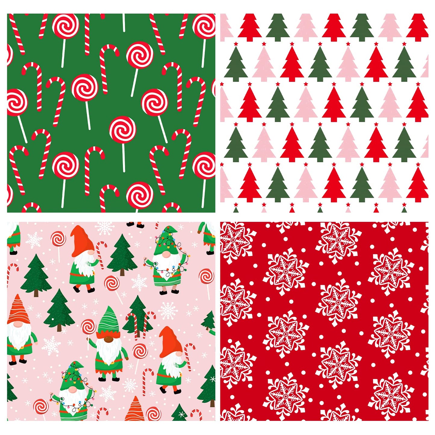 30 Inch Christmas Wrapping Paper Roll - Jumbo Roll Red, Green and Pink Christmas Gnome Elf Holiday Collection - 4 Rolls - 30 Inch x 120 Inch Per Roll