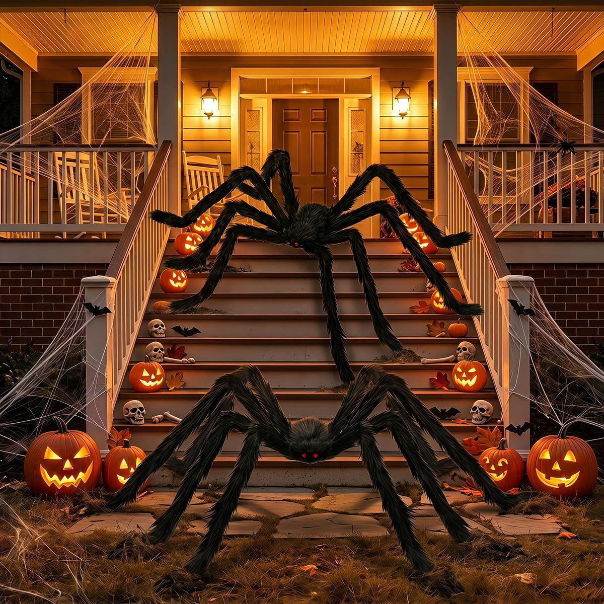 2PCS 78" Giant Spider ,Scary Large Spider Props Halloween Decorations