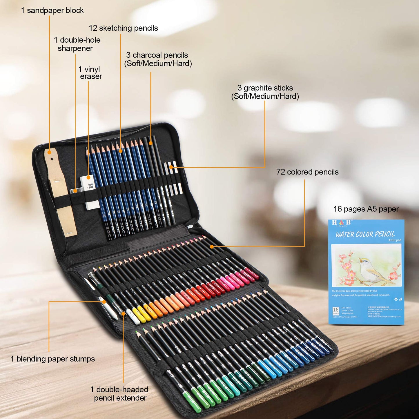 AONLSKH Art Supplies Drawing and Sketching Colored Pencils Set 96-Piece,Graphite Charcoal Professional Artists Pencils Kit,Gifts for Kids & Adults Drawing Tool Set