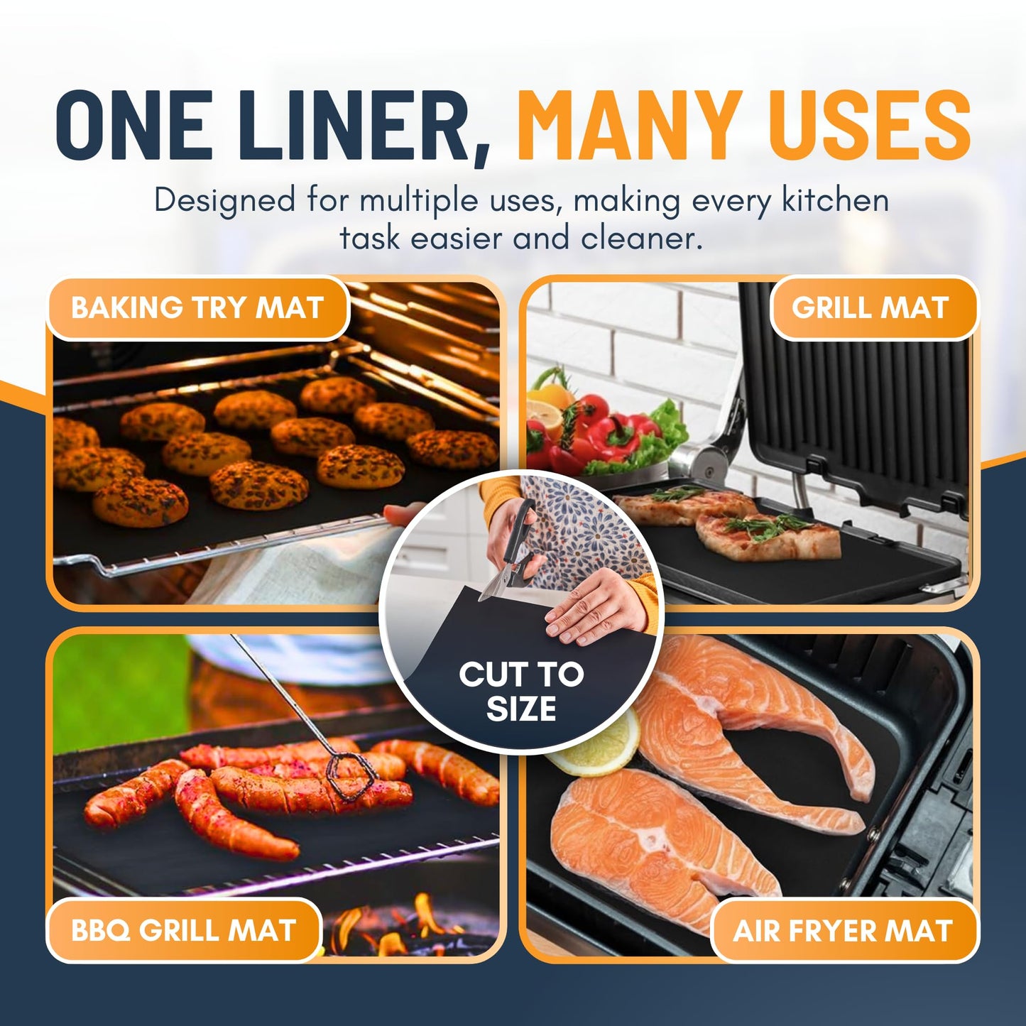 Oven Liners for Bottom of Oven - 3 Pack Large Heavy Duty Mats, 16.25”x23” Non-Stick Reusable Liner for Electric, Gas, Toasters, Grills - BPA & PFOA Free Kitchen Accessory to Keep It Clean (Black)