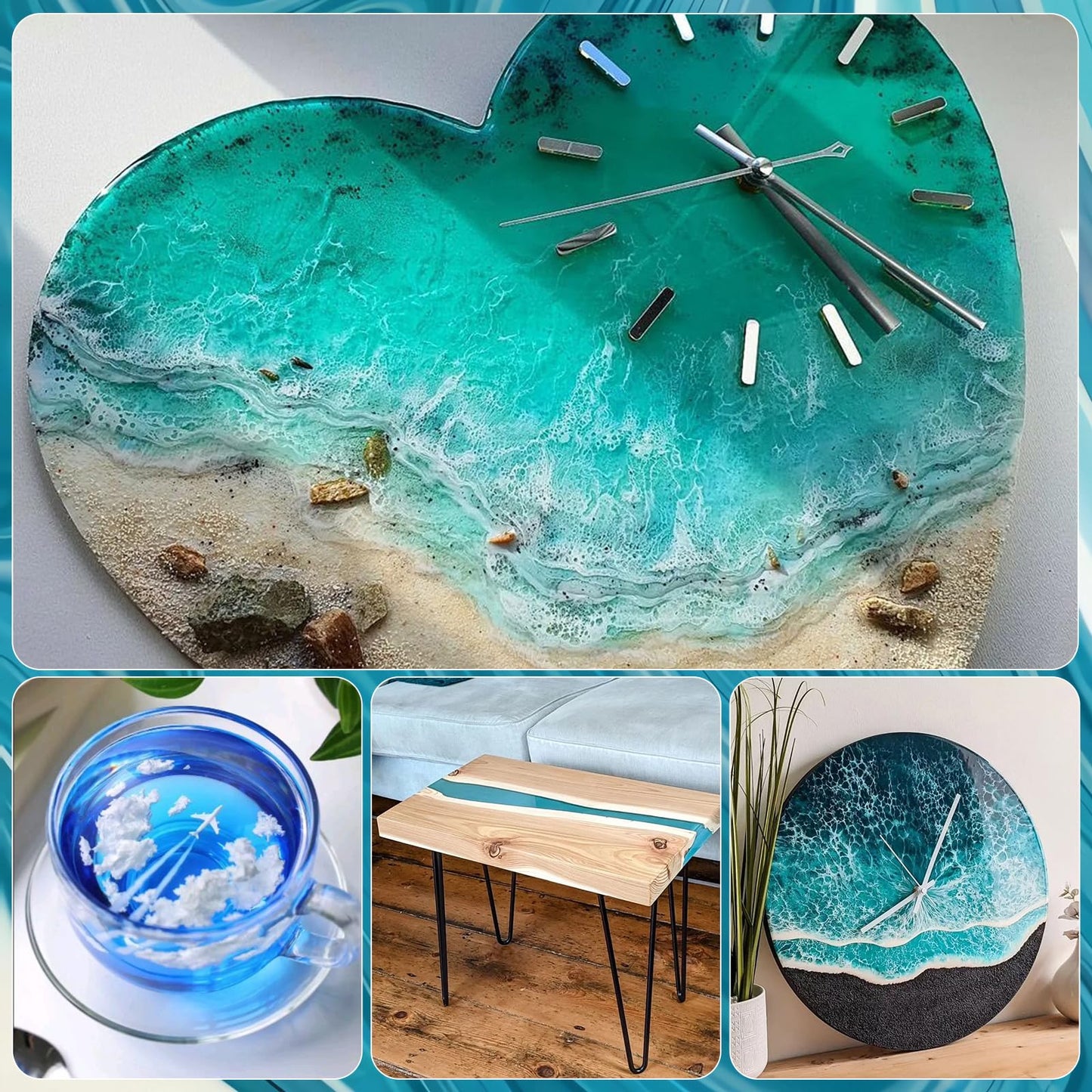 16OZ Epoxy Resin Kit-Crystal Clear Resin and Hardener Resin Epoxy kit,No Yellowing, No Bubbles Casting Resin Perfect for Jewelry Making Molds Crafts DIY 1:1 Ratio（8OZx2