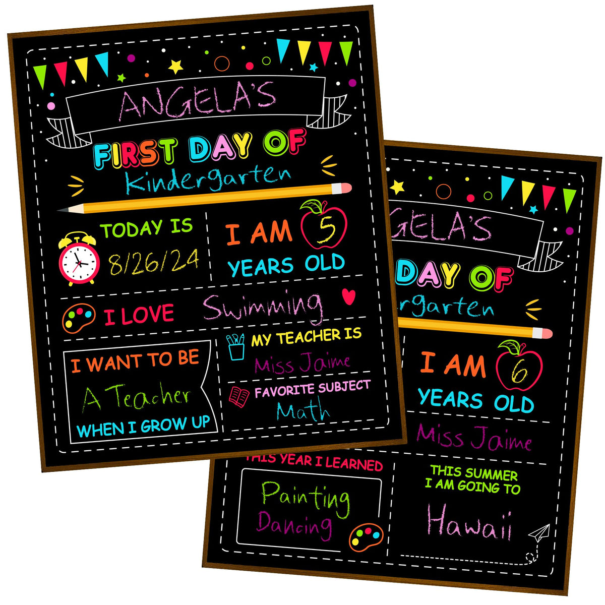 Double-Sided First Day of School Board, 12 × 10 Inches Back to School Sign