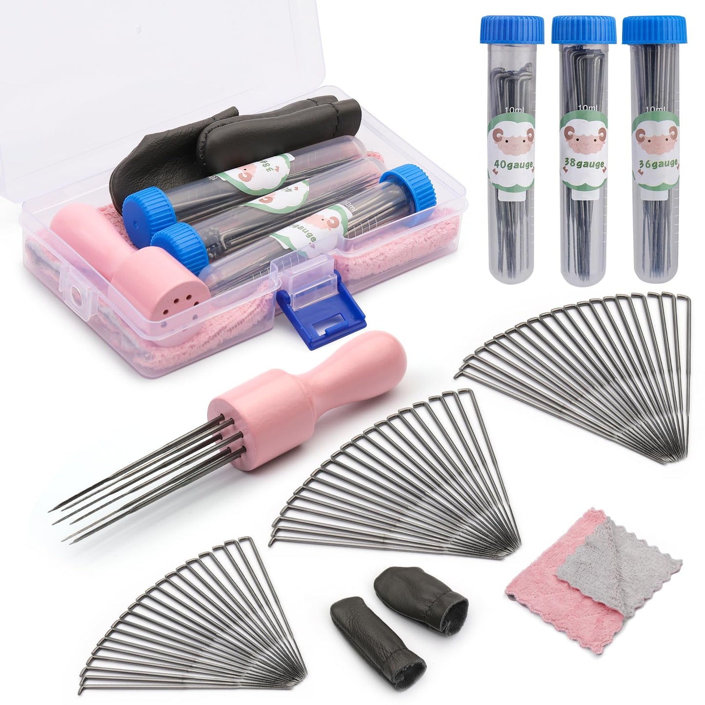 60 Pcs Wool Felting Needles, 3 Sizes Felting Needles with Wooden Handle, Needle Felting Tools, Needle Felting Supplies, Needle Felting Tools, Perfect for DIY Felting Wool Projects