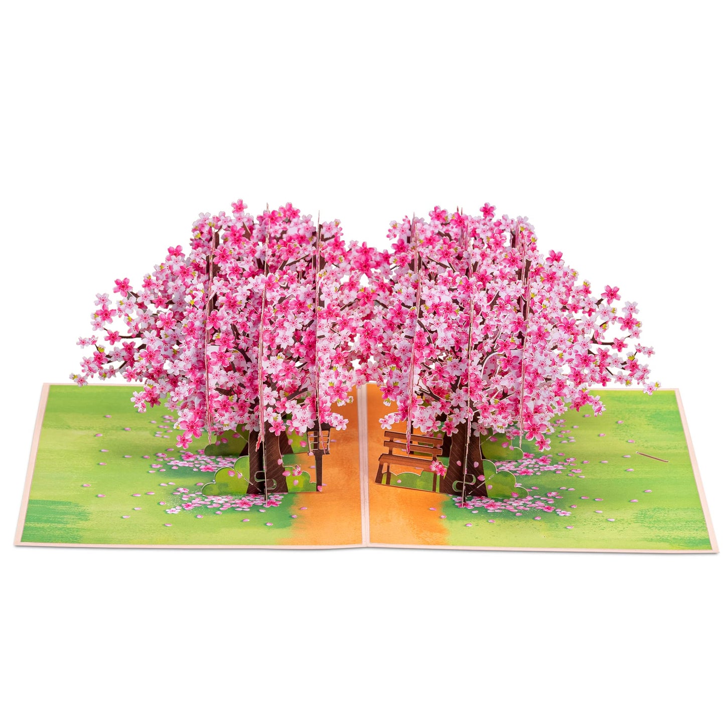 Paper Love Mothers Day Pop Up Card, 3D Cherry Blossom Park, Gift for Mothers Day, Birthday, Wedding, Anniversary, Thank You, Get Well, All Occasion - 5" x 7" Cover - Includes Envelope and Note Tag