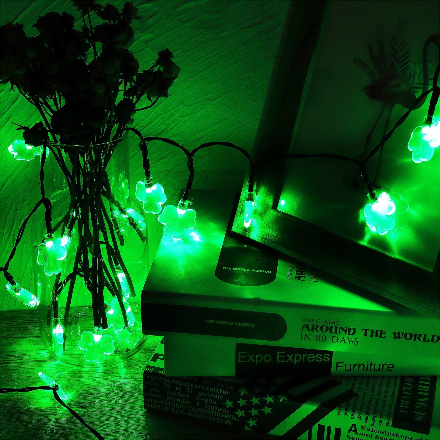 St. Patricks Day String Lights Outdoor, 50 LED 16 FT Shamrocks Decorative Green Leaf Lights Battery Operated, 8 Lighting Modes & Timer, Waterproof for Home Garden Party Decoration, 1 Pack