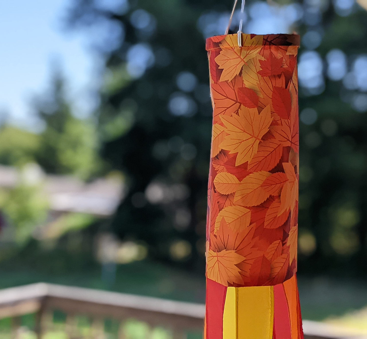 Fall Leaves Windsock | Durable Outdoor Hanging Wind Decoration | Patio, Porch, Yard | 48 Inch