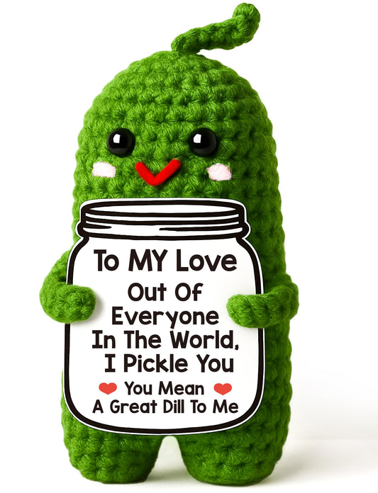 Valentines Day Gifts for Him Her Boyfriend Girlfriend Valentines Gifts for Wife Husband I Love You Birthday Gift To My Love Wedding Anniversary Romantic Gift for Couples Handmade Crochet Pickle