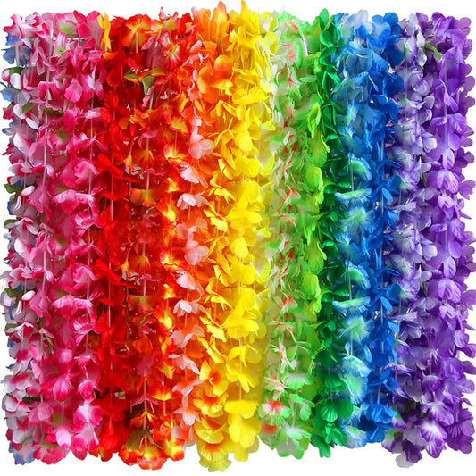 Myamy Hawaiian Leis for Luau Party Decorations: Hawaii Lays Tropical Silk Flower Necklace Bulk Beach Birthday Themed Party Favors Decor 36 Counts