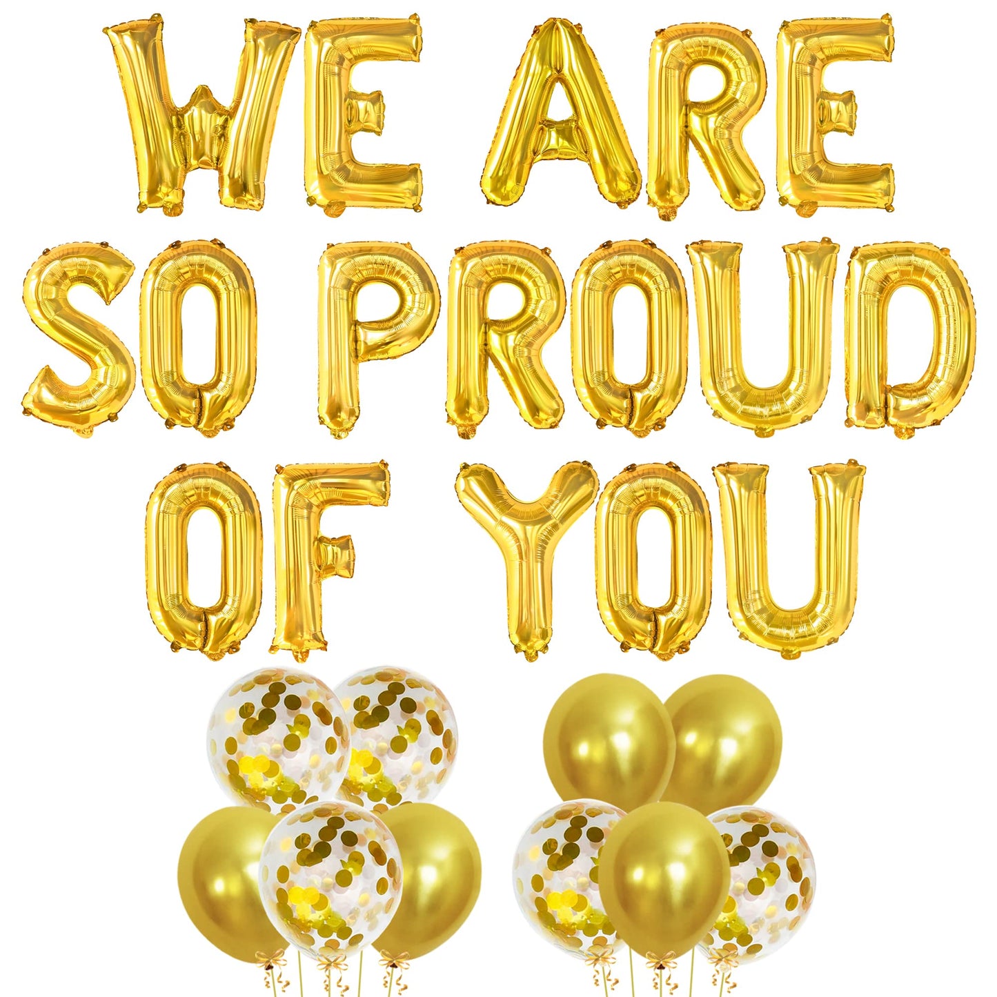 Katchon, We Are So Proud of You Balloon Banner - 16 Inch, Pack of 27 | Foil Gold Balloon Banner For Graduation Decorations 2026 | Grad Party Decor, 2026 Graduation Decorations