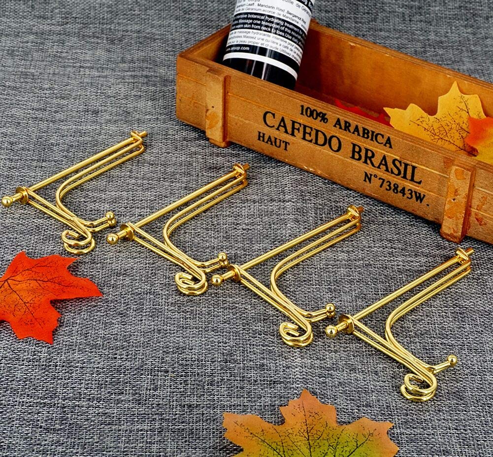 LIONWEI LIONWELI 4 Inch Gold Iron Plate Stand Holder Easel Display Stand for Plate?Picture?Photo and More,4 pcs.