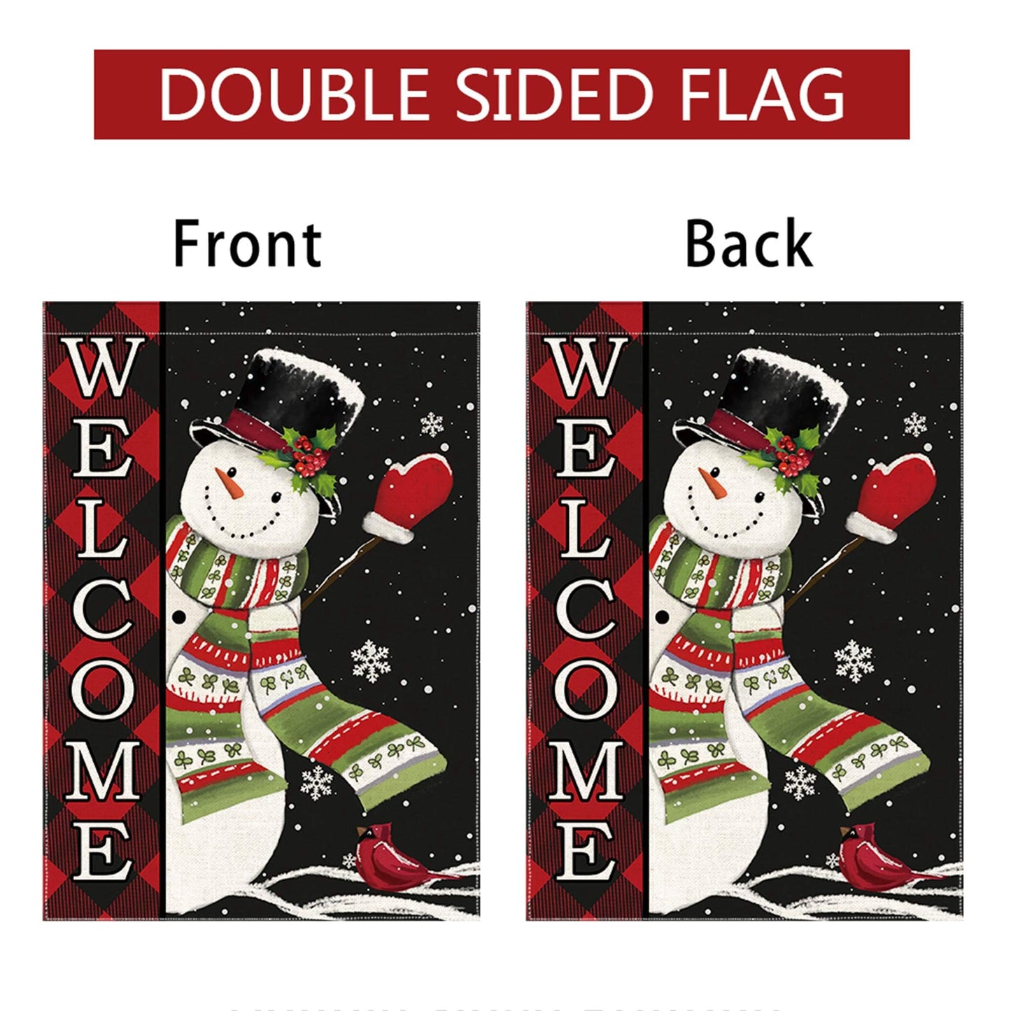 Hexagram Christmas Garden Flag, Christmas Flags 12 x 18 Double Sided, Winter Snowman Yard Flag Welcome for Outside Home Decor Outdoor