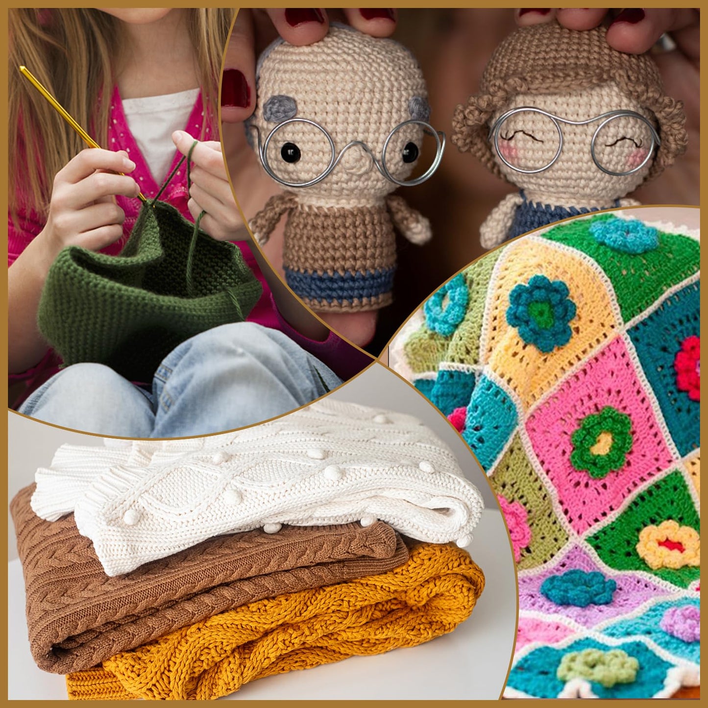 IMZAY 110 Pcs Crochet Hooks Set, Crochet Kit Crochet Hooks Kit with Storage Case, Ergonomic Knitting Needles Blunt Needles Stitch Marker DIY Hand Knitting Craft Art Tools for Beginners-Blue