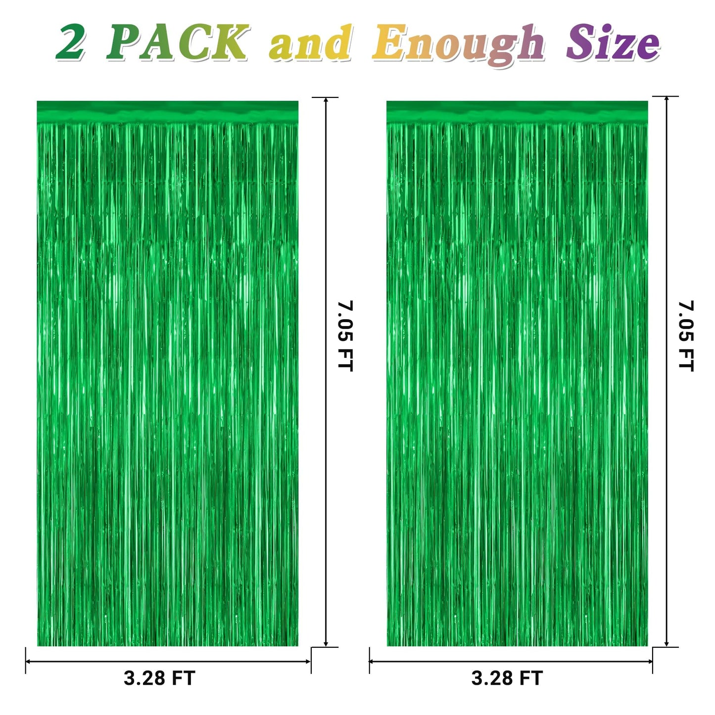 2 Pack Tinsel Backdrop, 3.28 FT x 7.05 FT Green Party Decorations, Metallic Football Backdrop Curtains Tinsel Curtains Streamer Backdrop, Party Supplies Wall Decor for Football Party Birthday
