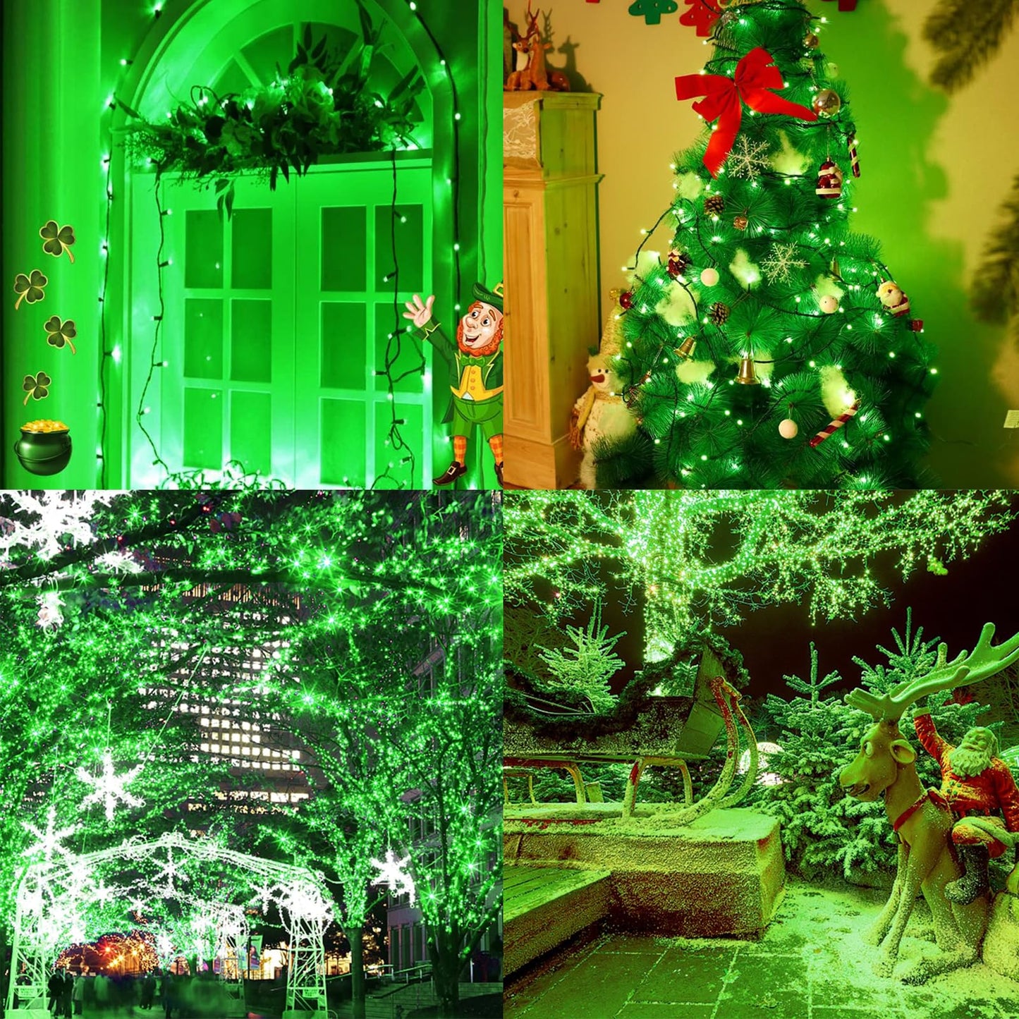 FULLBELL Christmas Decorations Halloween String Lights Outdoor, Green LED Halloween Lights, Green Light for Tree Halloween Decorations.