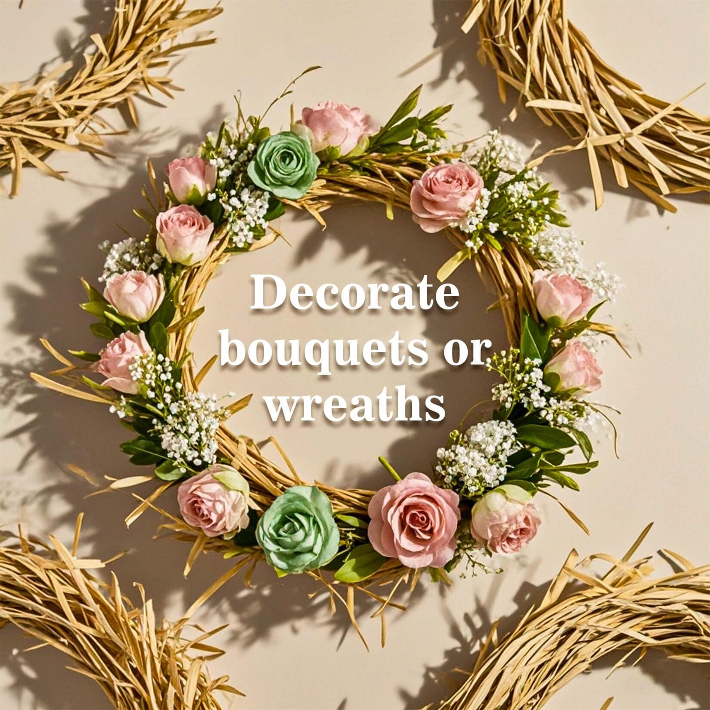 Sukh Natural Raffia Ribbon - 6PCS Raffia Straw for Florist Bouquets Decoration Crafts Ribbon for Wrapping Christmas Birthday