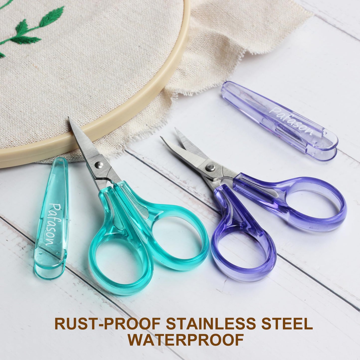 Sharpest & Precise Embroidery Scissor Set 2 PC Curved Straight for Quilting Sewing Knitting Crafting Cross Stitch Crochet Thread Yarn Paper Fabric Detail Cutting Stainless Steel Safety Case
