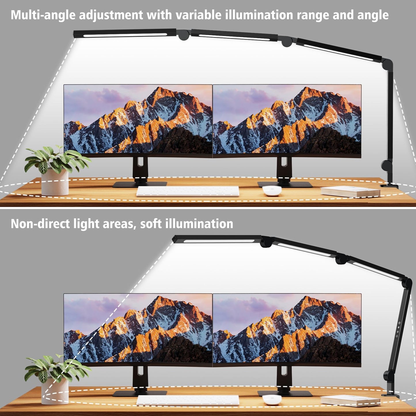 AILBTON Bright LED Desk Lamp with Clamp,Eye Caring Architect Led Desk Lights with Adjustable Swing Arm for Office Home,Dimming and Tempering Led Table Light