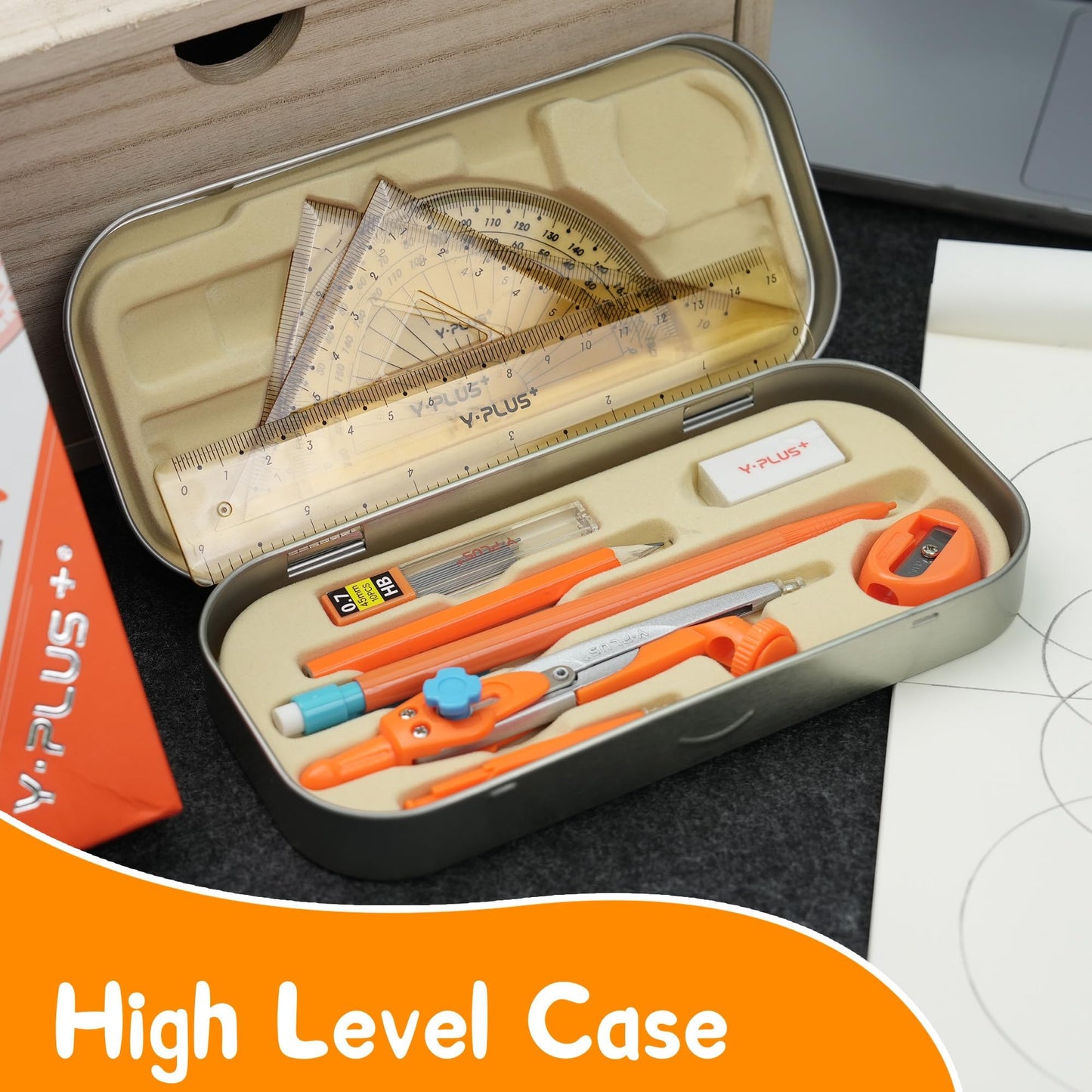 Geometry Set for Students, Math Protractor Compass with Rulers, Box of Protactor Kit for Class Supplies and School, 12 Pcs