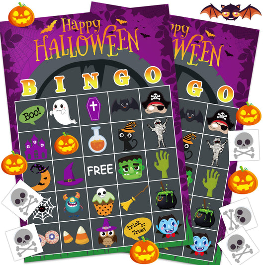 Halloween Games for Kids - Halloween Bingo Halloween Party Favors Supplies Halloween Crafts for Kids 24 Players Party Activities Goody Bag Stuffers Toys Gifts