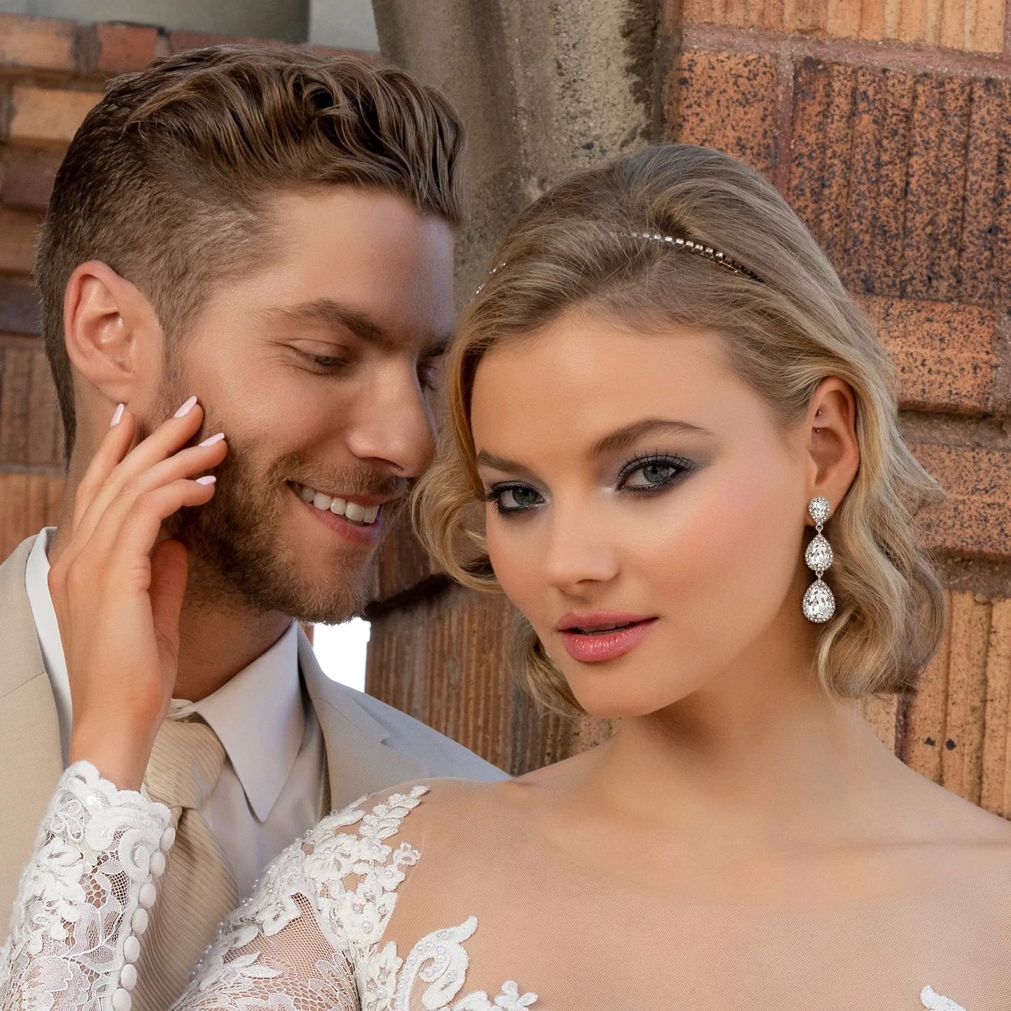 EleQueen Women's Silver-tone Austrian Crystal Tear Drop Pear Shape Long Dangle Earrings Silver-tone Clear