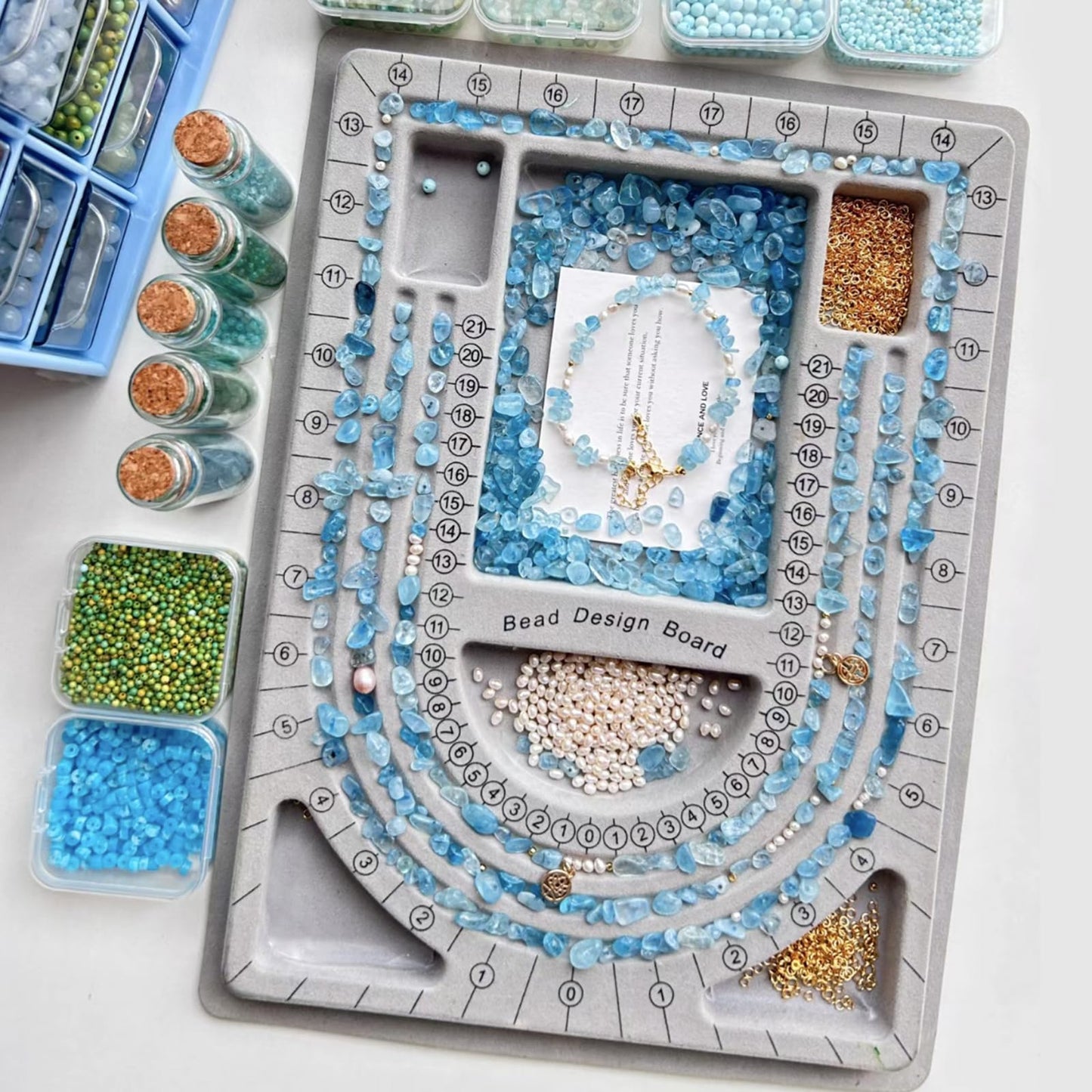 Bead plate, bead measuring plate, jewelry design tray, bead design table, suitable for necklace, jewelry production, design, measurement, DIY production