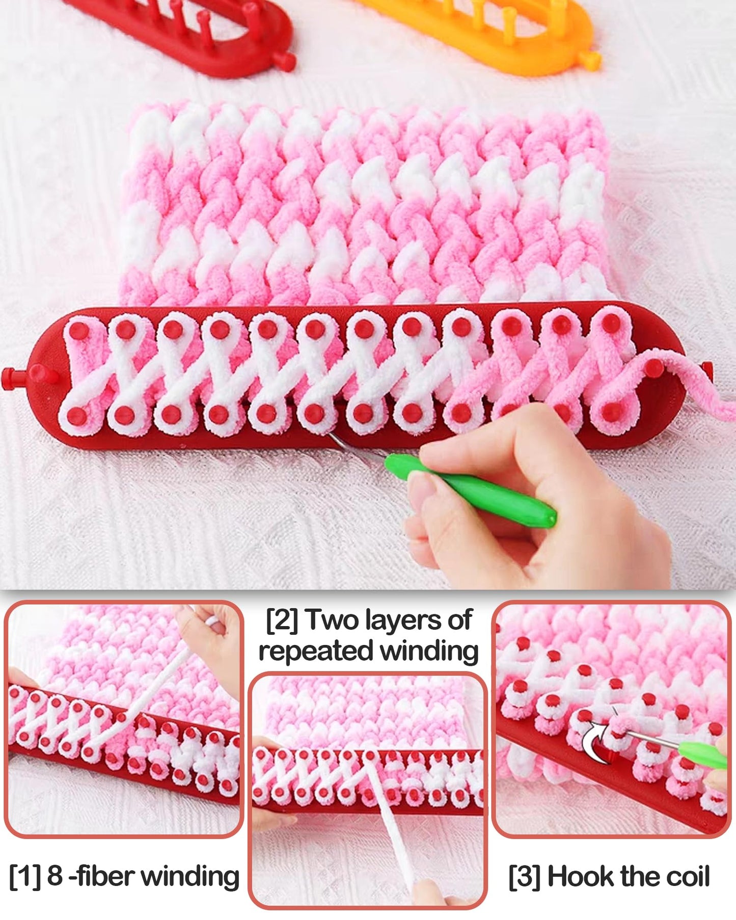 UCDRMA Knitting Loom Kit 35PC Scarf Loom Knitting Kit for Beginners, Quick Loom Knitting for Beginners Adult/Kids Contain Instructions, Pom Pom Maker and Yarn for Crochet Blanket Kit
