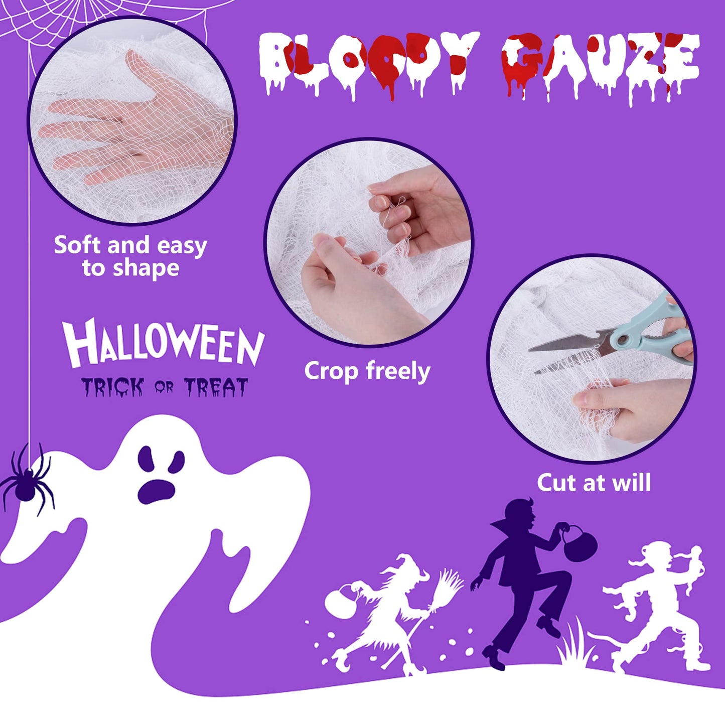 Watayo 500 x 39 Inch Large Size Halloween Spooky Cheese Cloth, Halloween White Scary Creepy Cloth, Windows Doorways Cover Gauze for Halloweens Haunted House Party Decor