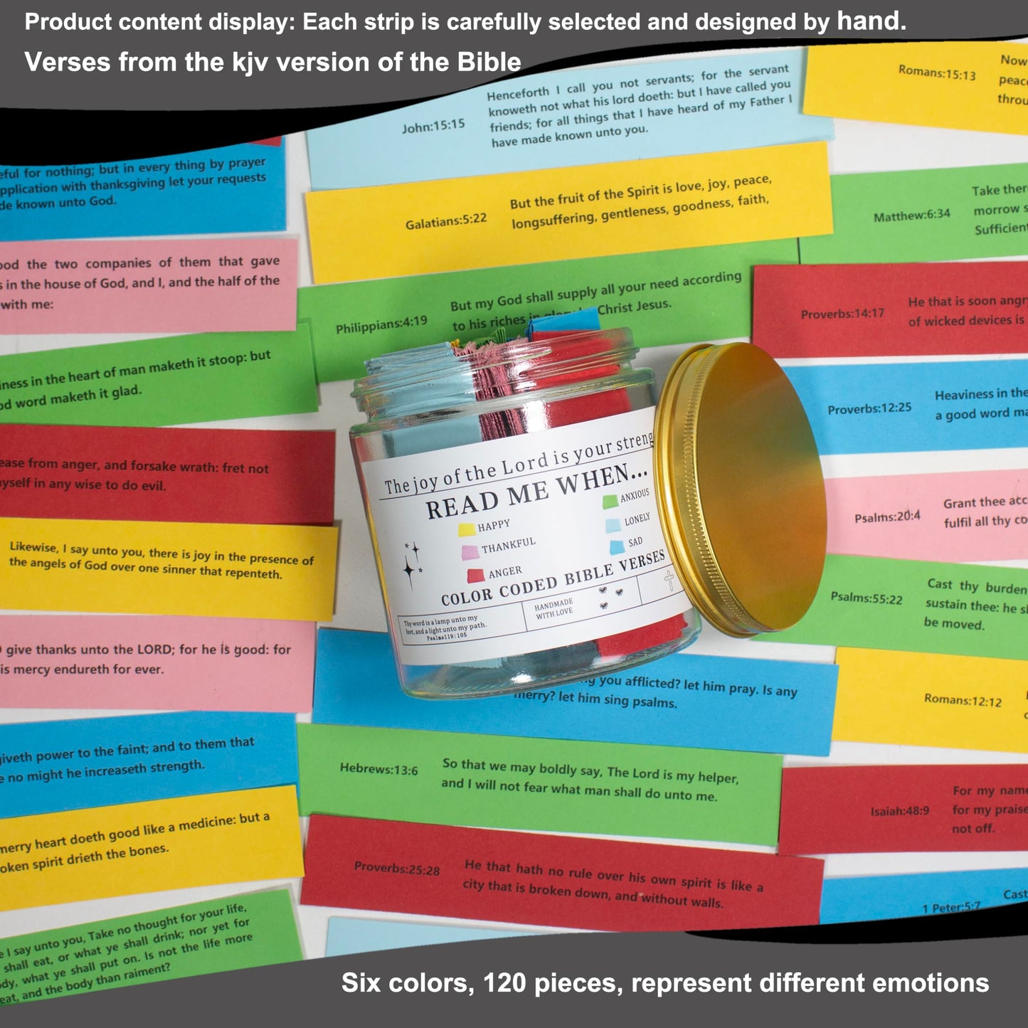 Bible Verse Jar(KJV),Read Me When Bible Verses Jar(120pcs),Easter Gifts for kids,Christian Gifts For Women Men Mom,Jesus God Religious gift,Scripture Prayer Hope