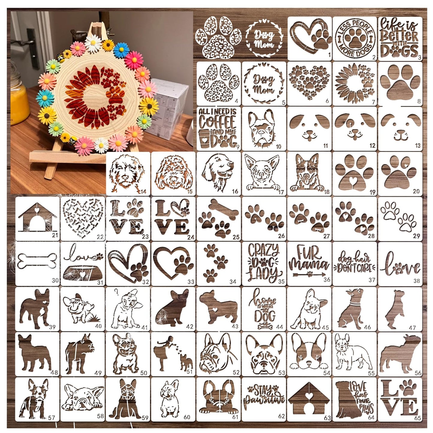 Small Stencils for Painting on Wood Reusable, 3 Inch Reusable Stencil for Craft Ornament Paint Template Stencils for Wall Card Rock Wood Signs Coasters Canvas Home Decor (Dog)