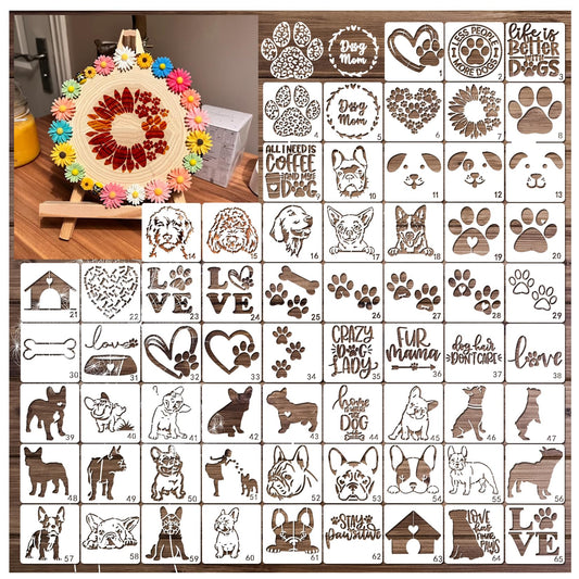 Small Stencils for Painting on Wood Reusable, 3 Inch Reusable Stencil for Craft Ornament Paint Template Stencils for Wall Card Rock Wood Signs Coasters Canvas Home Decor (Dog)