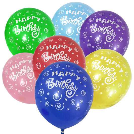 Allgala Latex Balloons for Parties | Helium Grade Bulk Balloon Pack | Ideal for Birthday Party Decorations, Baby Shower, Christmas Party | Colored Balloons for Events | 100ct 12" - Happy Birthday
