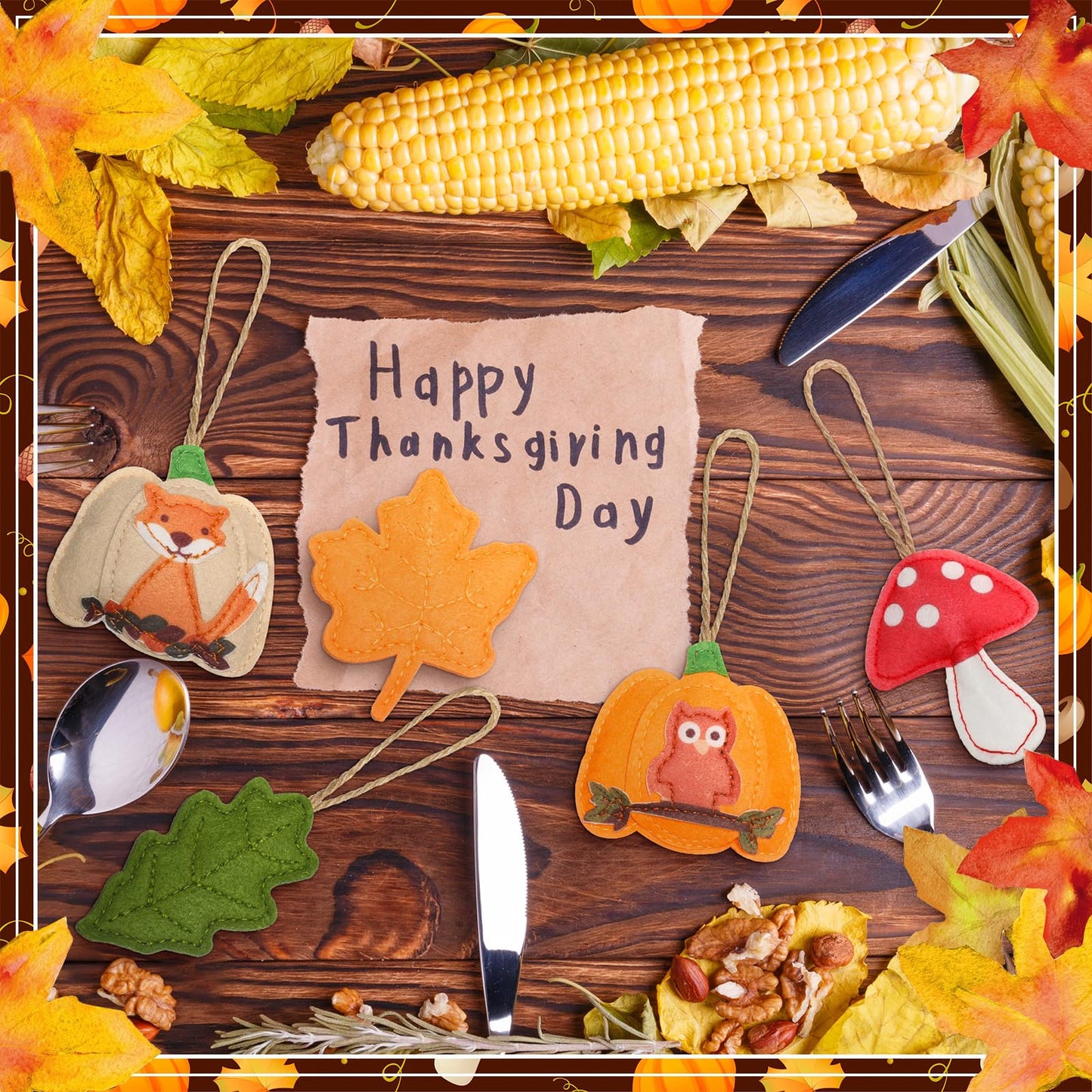 12 Pcs Fall Felt Ornaments for Tree Decoration Thanksgiving 3D Pumpkin Maple Leaf Hanging Felt Ornament for Autumn Farmhouse Harvest Tree Garland Banner Mantle Diy Craft Decor, 3.15 Inch